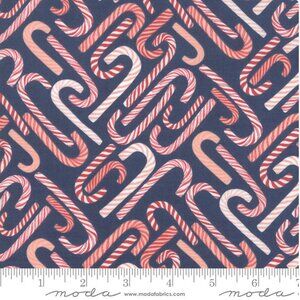 Moda | To Be Jolly | One Canoe Two | Candy Canes | Navy| Half Yard | 36045 14